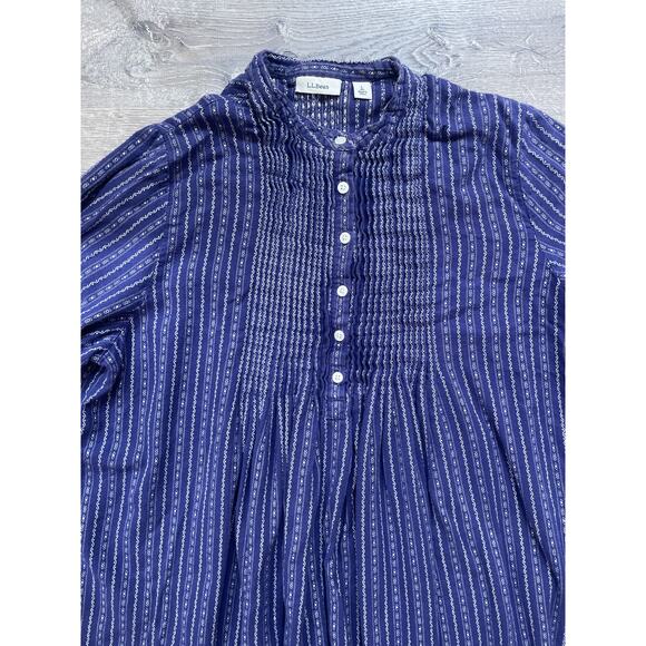 Vtg 90s LL BEAN Purple Striped Cotton Flannel Pajama Nightgown Sleepwear Sz L - Picture 4 of 8